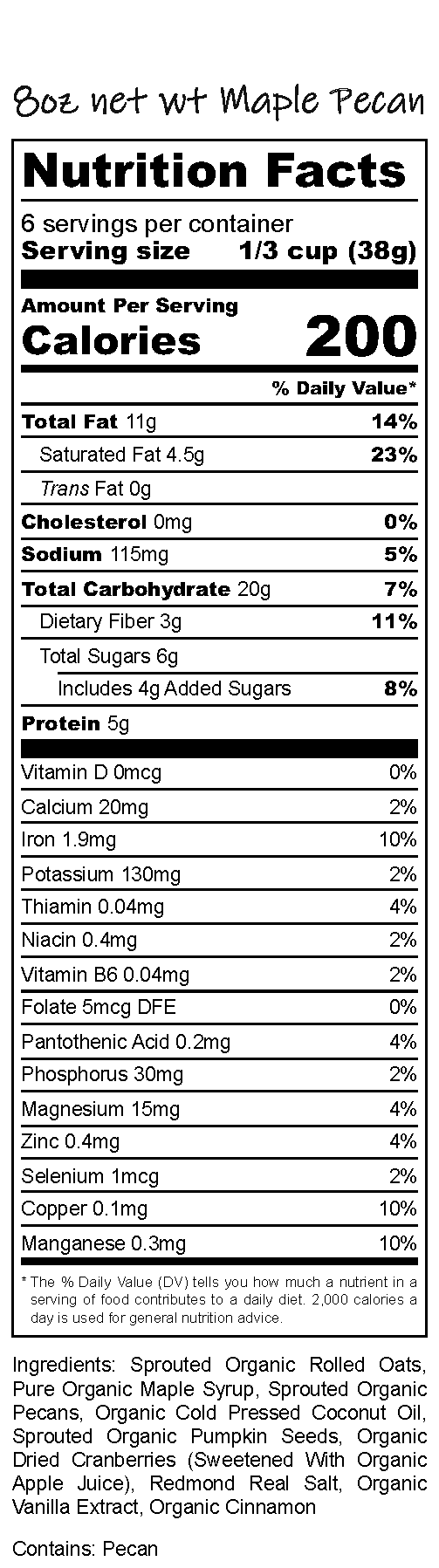 Nutrition label